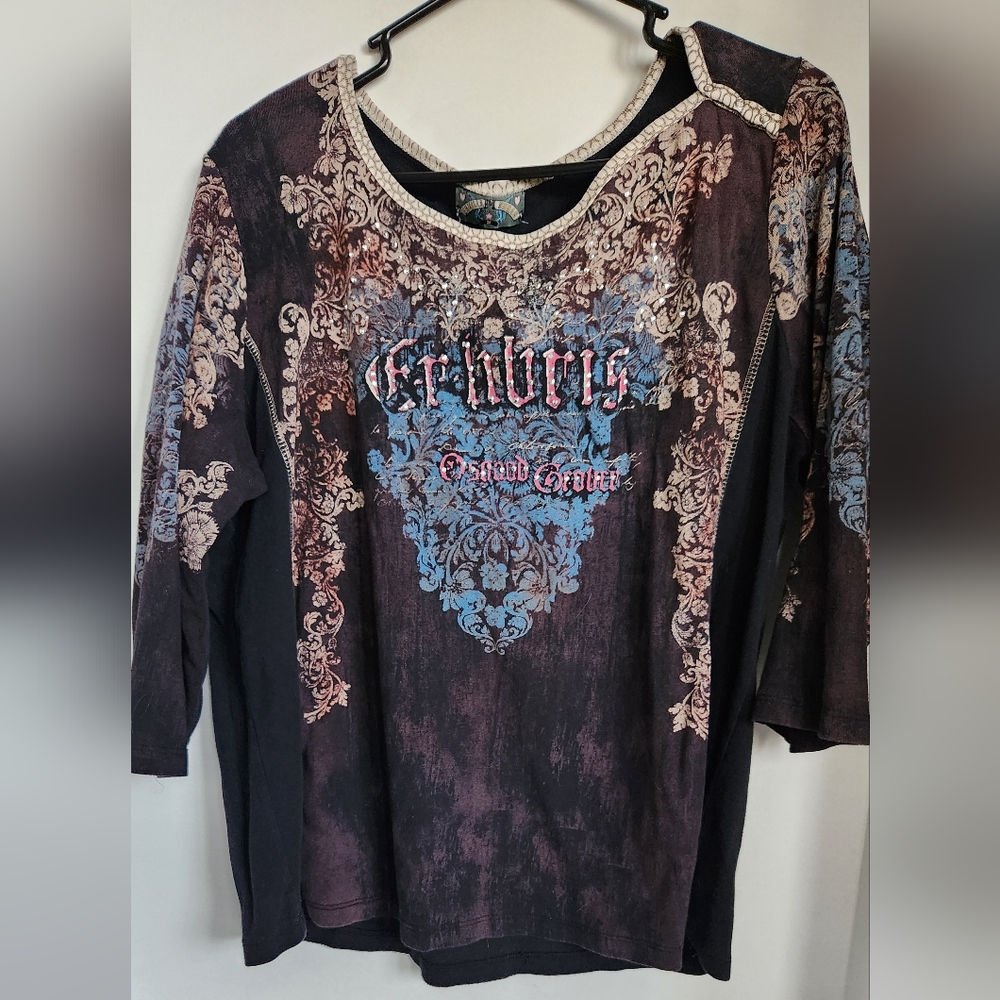 Vanilla Sugar Women's 3X 3/4 Sleeve Pullover Blingy Top
